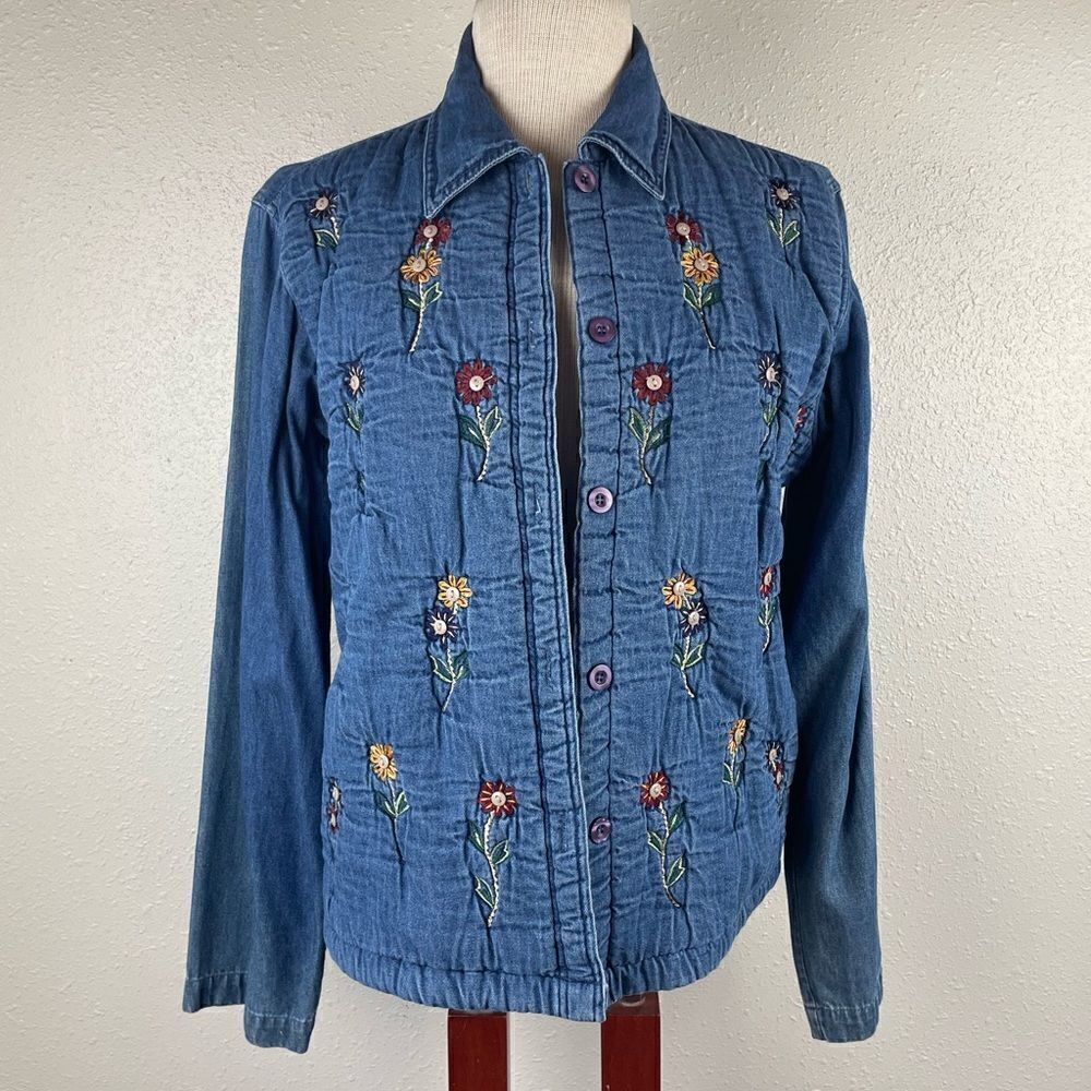 Life Style Button Down Denim Shirt/Light Jacket Size M EUC